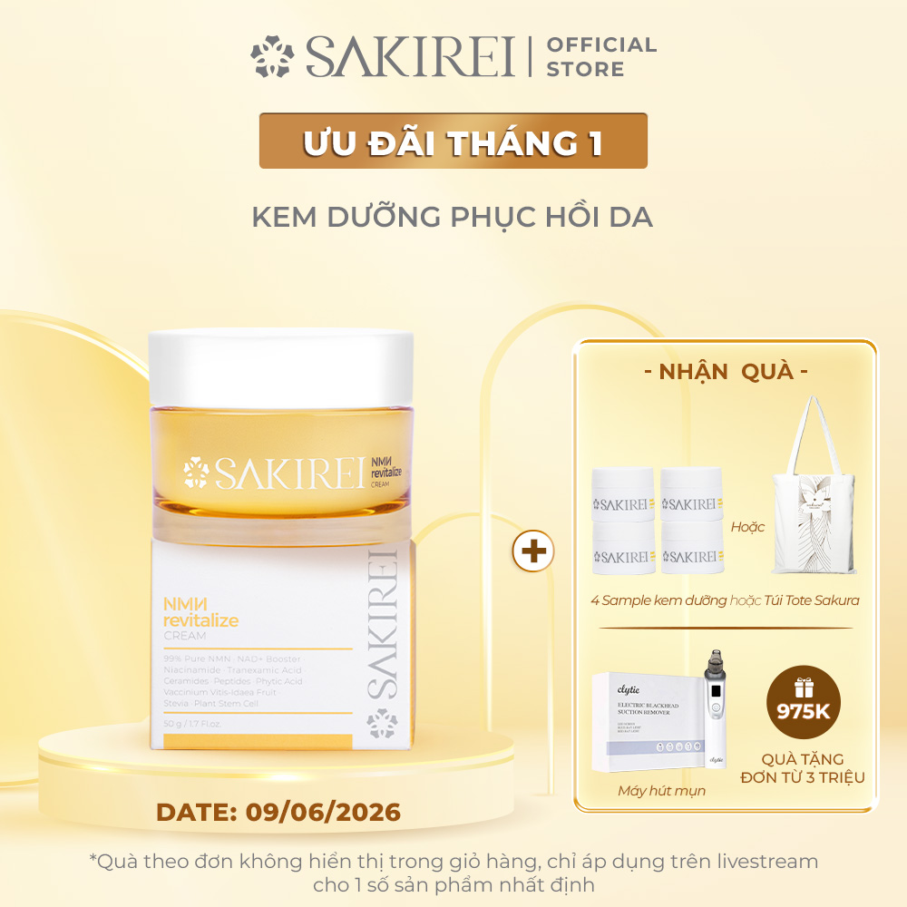 Kem dưỡng ẩm, làm sáng mịn và phục hồi da Sakirei NMN Revitalize Cream 50g