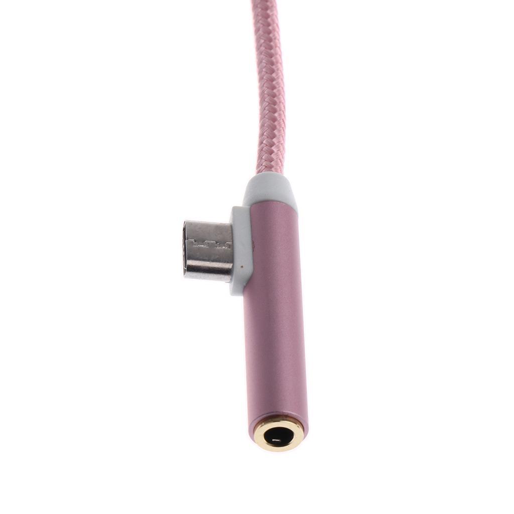 To 3.5mm Headphone Audio USB-C Charging Splitter Adapter Rose Gold