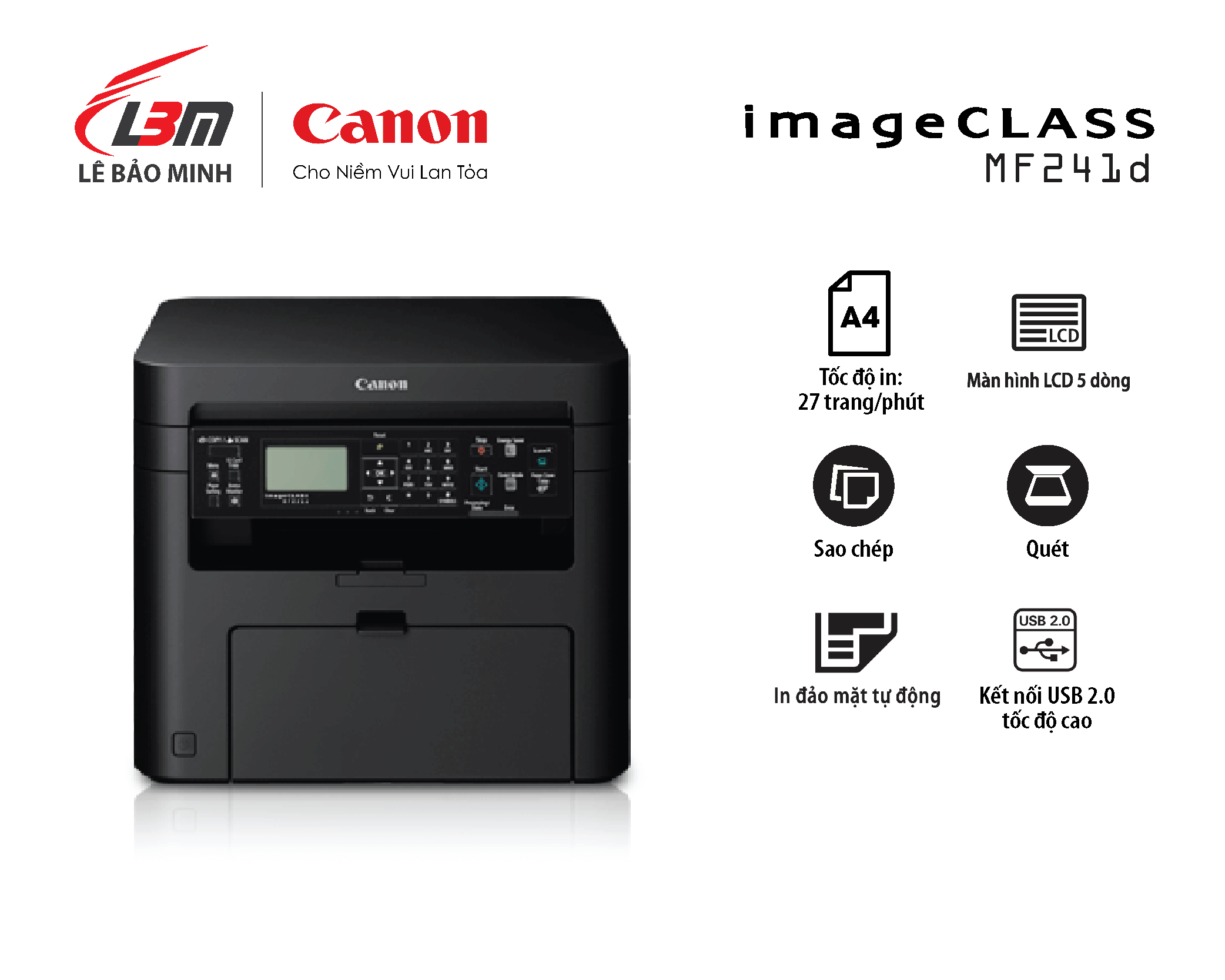 Máy in laser đa chức năng Canon MF241D- Hàng chính hãng