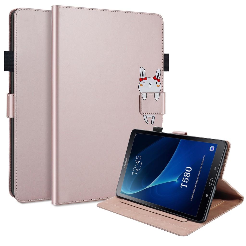 Flip Case For Samsung Galaxy Tab A 10.1 SM-T580 SM-T585 Casing Flexible Soft Silicone Premium PU Leather Wallet Shell Flip Cover with Card Holder Tablet Case