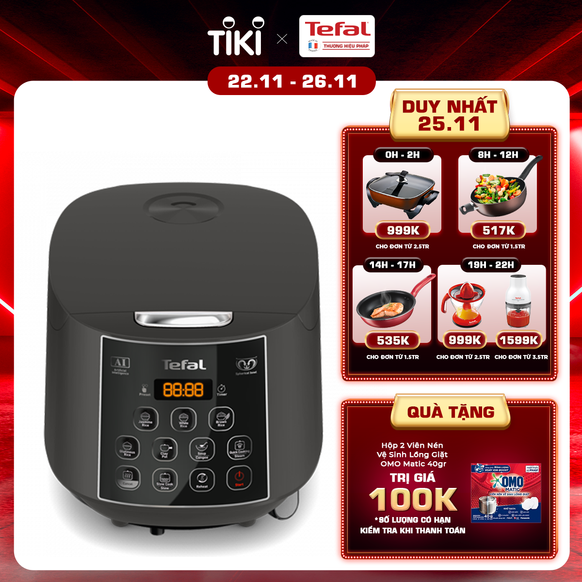 Nồi cơm điện tử Tefal - 1.8L - Thương hiệu Pháp - RK736B68- Hàng chính hãng