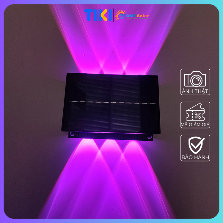 Đèn hắt tường 2 đầu năng lượng mặt trời 7 màu giá rẻ HT07-RGB