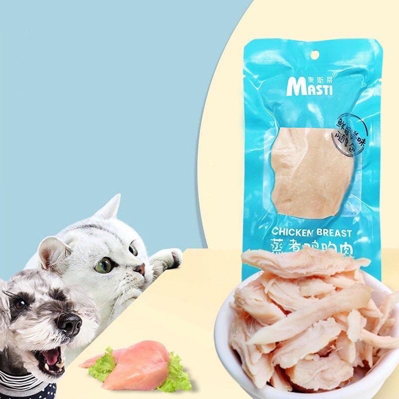 Ức Gà Tươi Hấp Cho Chó Mèo- Thức Ăn Ức Gà Đóng Gói Cho Chó Mèo Tiện Dụng MATIS- REAL CHICKEN 40gr