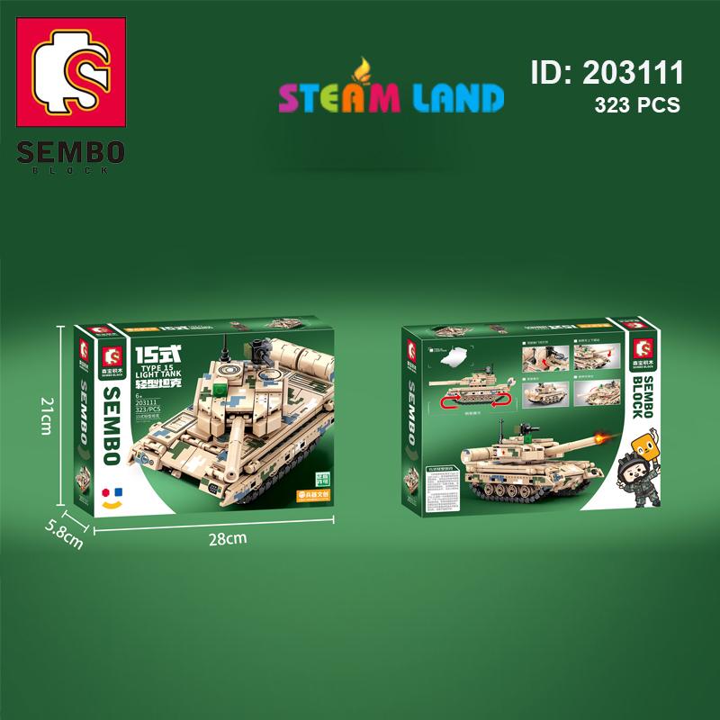 Đồ Chơi Lắp Ráp Xe Tăng Hạng Nhẹ Uy Lực Type 15 - SEMBO 203111