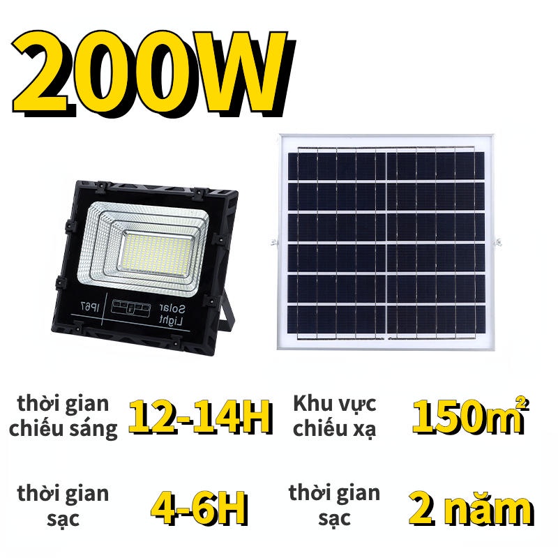 [Đảm bảo chất lượng] Đèn năng lượng mặt trời không thấm nước siêu sáng,100W200W300W400W Ánh sáng sân vườn chất lượng cao