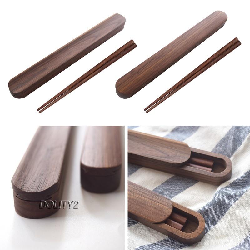 Bộ 2 Đũa Gỗ Óc Chó Kèm Hộp Đựng Tiện Dụng Ốp