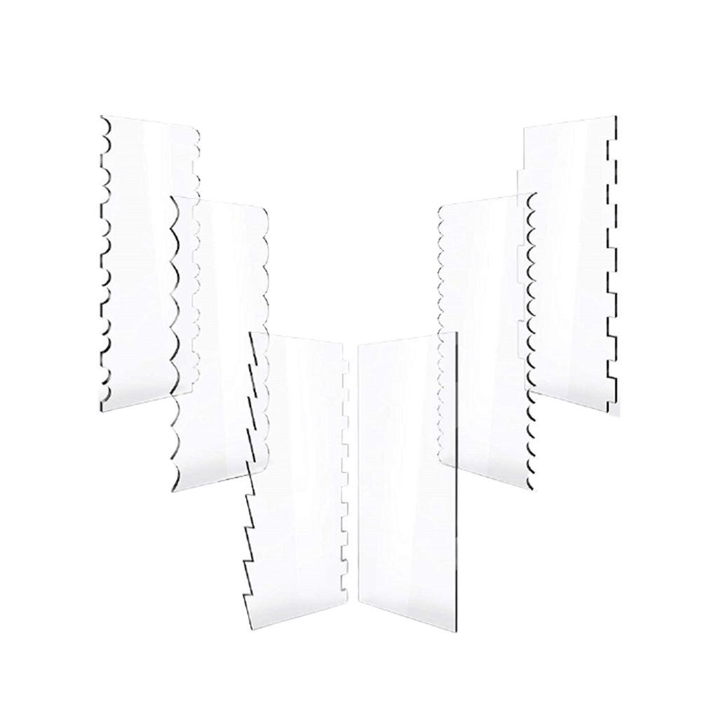 Pack of 6 Cake Scraper Transparent Decorating Cake Smoother Pastry Cutter