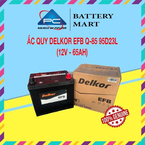 Ắc Quy Delkor EFB Q85 95D23L 12V-65Ah (Kiểu cực D23L - CCA 620A)