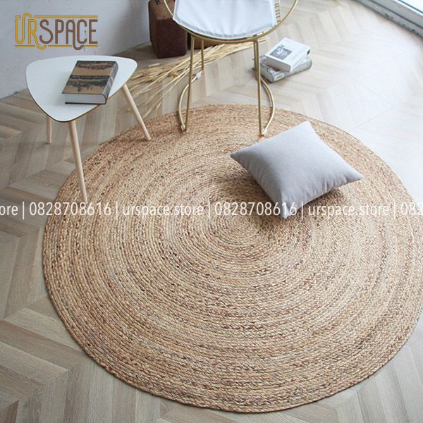 Thảm trải sàn phòng khách hình tròn URSPACE bằng lục bình trang trí decor/ ROUND HYACINTH RUG
