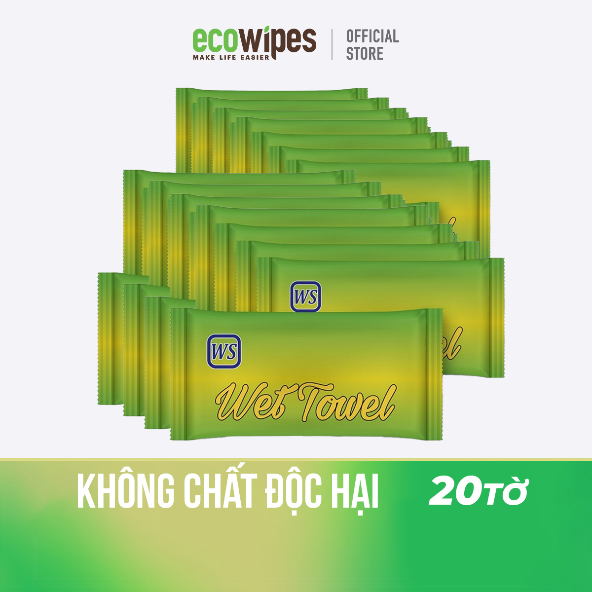 Khăn lạnh cao cấp EcoWipes 1 tờ dùng 1 lần mang đi khổ lớn, dày dặn dùng nhà hàng, bán đồ ăn, bánh mì