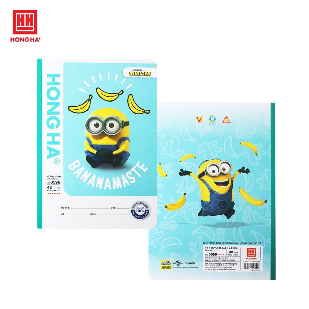 Vở 4 ô ly Hồng Hà School Minions 48 trang - 0596