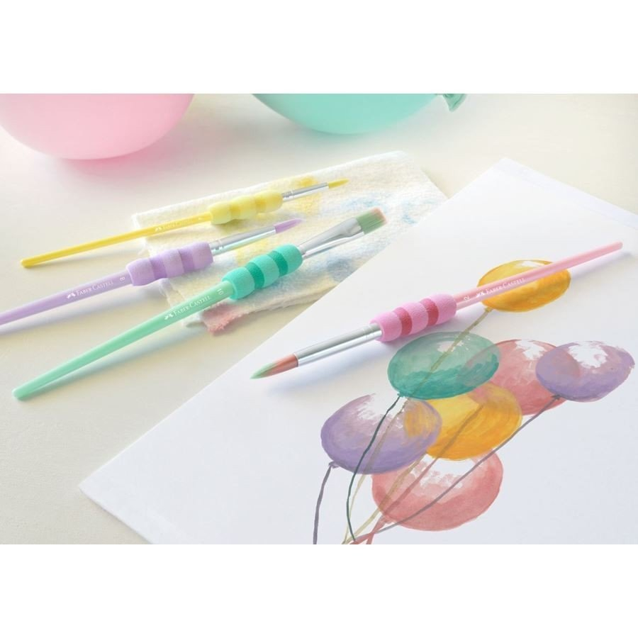 Bộ 4 cọ vẽ màu nước màu pastel - Cọ sợi mềm - Cọ gỗ - Cọ cao cấp - Tay cầm đệm mút 