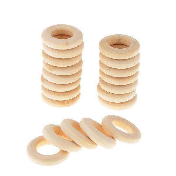 3x 20× Wood Rings Circles Unfinished Wood for Craft, Pendant And Connectors