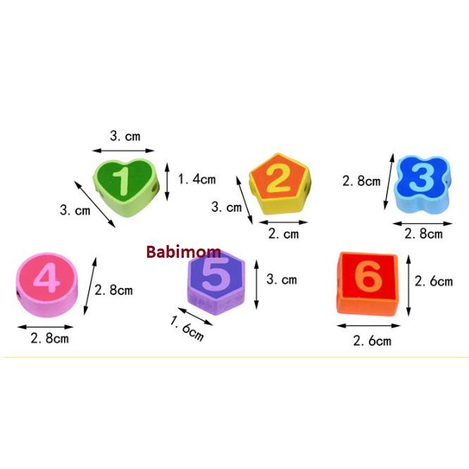 Quà Tặng Đồ Chơi Đồng Hồ Bằng Gỗ Phân Biệt Màu Sắc Hình Khối Có Xâu Dây Cho Bé