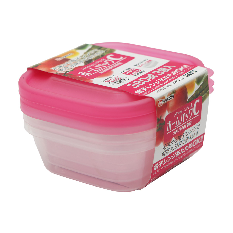 Hộp để đồ có nắp màu hồng 380ml - Hàng nội địa Nhật