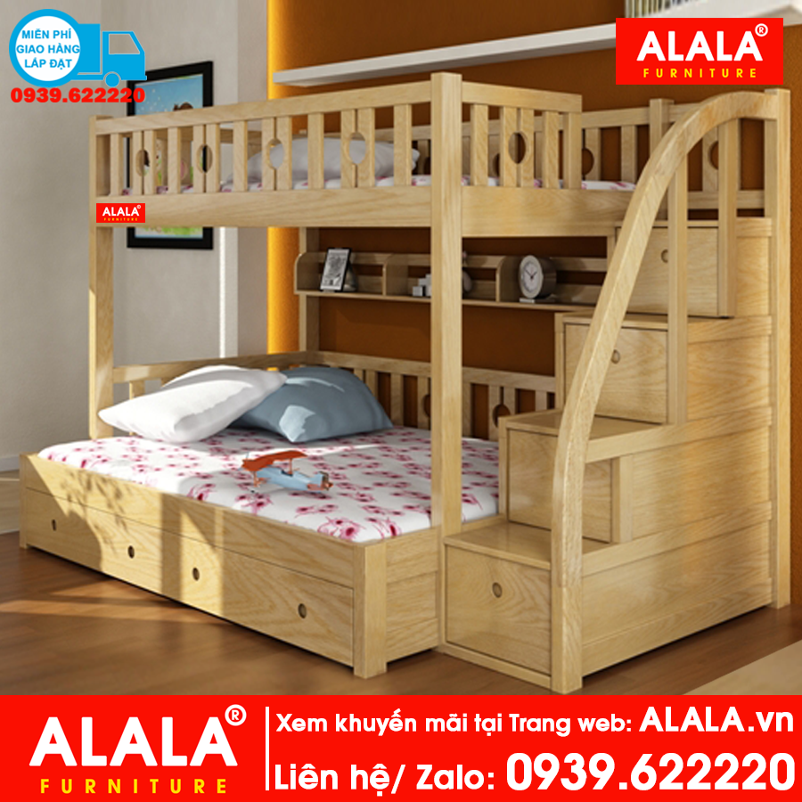 Giường tầng ALALA104 gỗ thông nhập khẩu - www.ALALA.vn® - Za.lo: 0939.622220