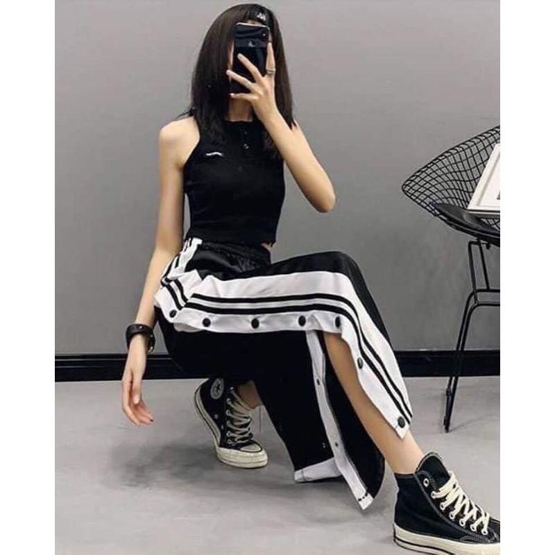 Quần ống rộng , quần nữ chất poly 2 da , 16 nút ,quần ống suông nữ , quần dài nữ , quần 16 nút