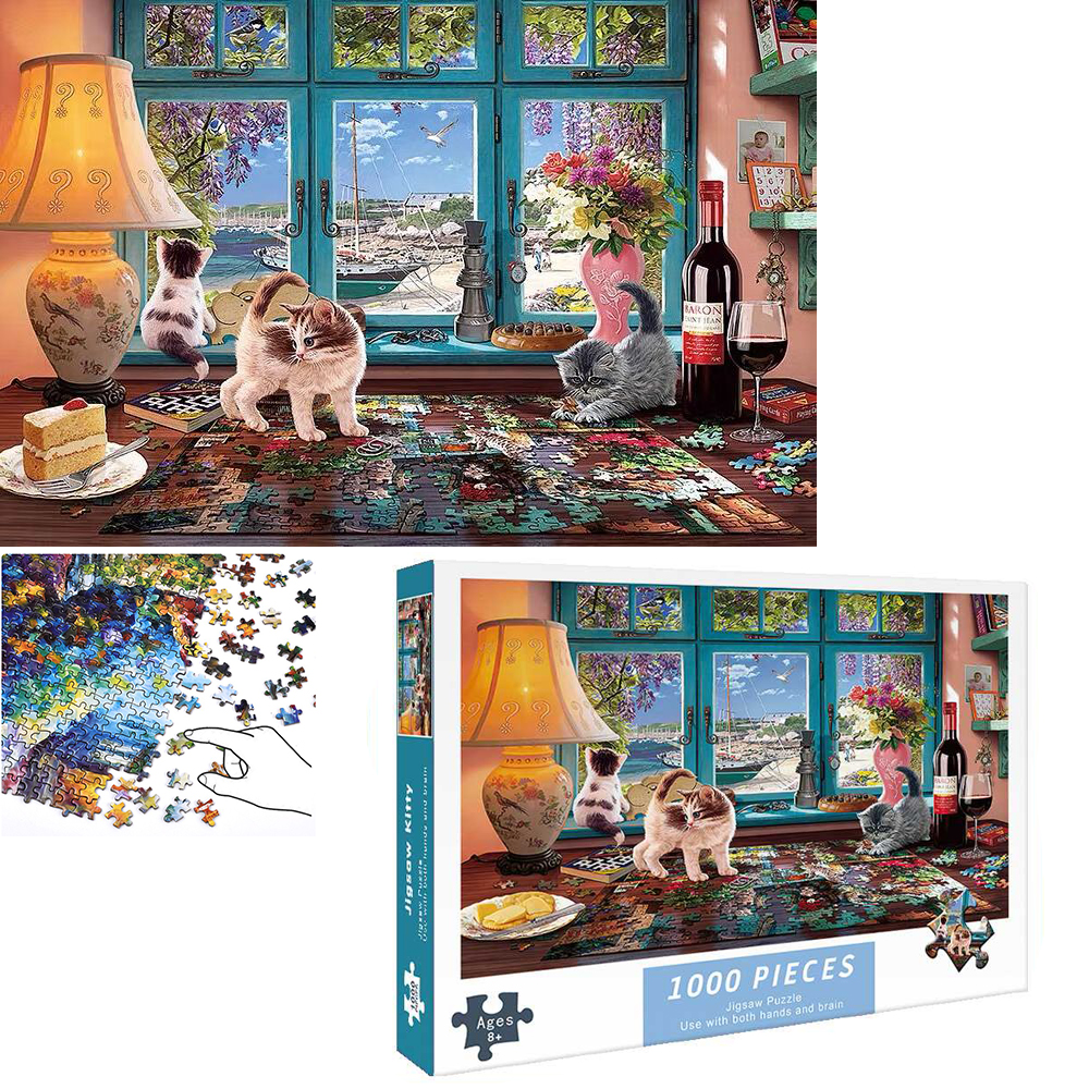 Bộ Tranh Ghép Xếp Hình 1000 Pcs Jigsaw Puzzle Tranh Ghép (75*50cm) Jigsaw Cat Bản Đẹp Cao Cấp