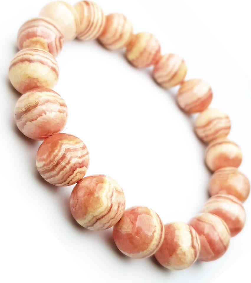 Vòng Tay Đá Đào Hoa Rhodochrosite Tự Nhiên 11mm