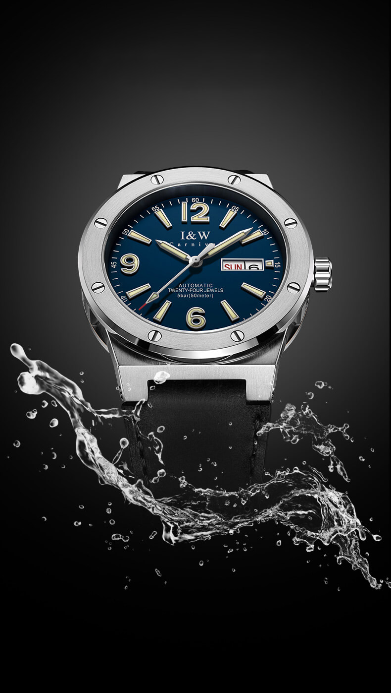 Đồng hồ nam chính hãng IW CARNIVAL IW589G-1 Kính sapphire ,chống xước,Chống nước ,Bảo hành 24 tháng,Máy cơ ,Dây da cao cấp,thiết kế lộ cơ thể thao