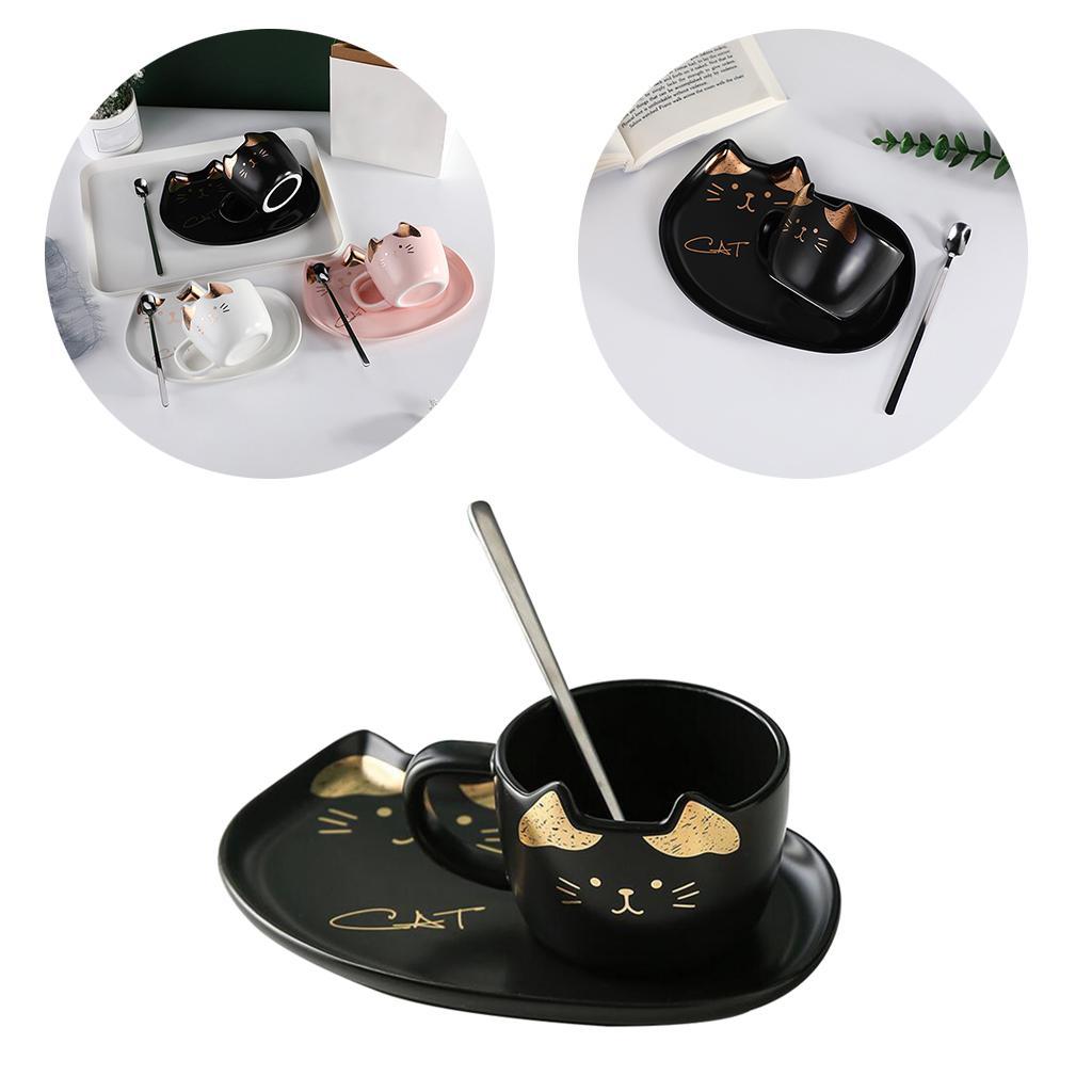 Ceramic Cappuccino Coffee Spoon Coffee Milk Mug Cup 200ml Black