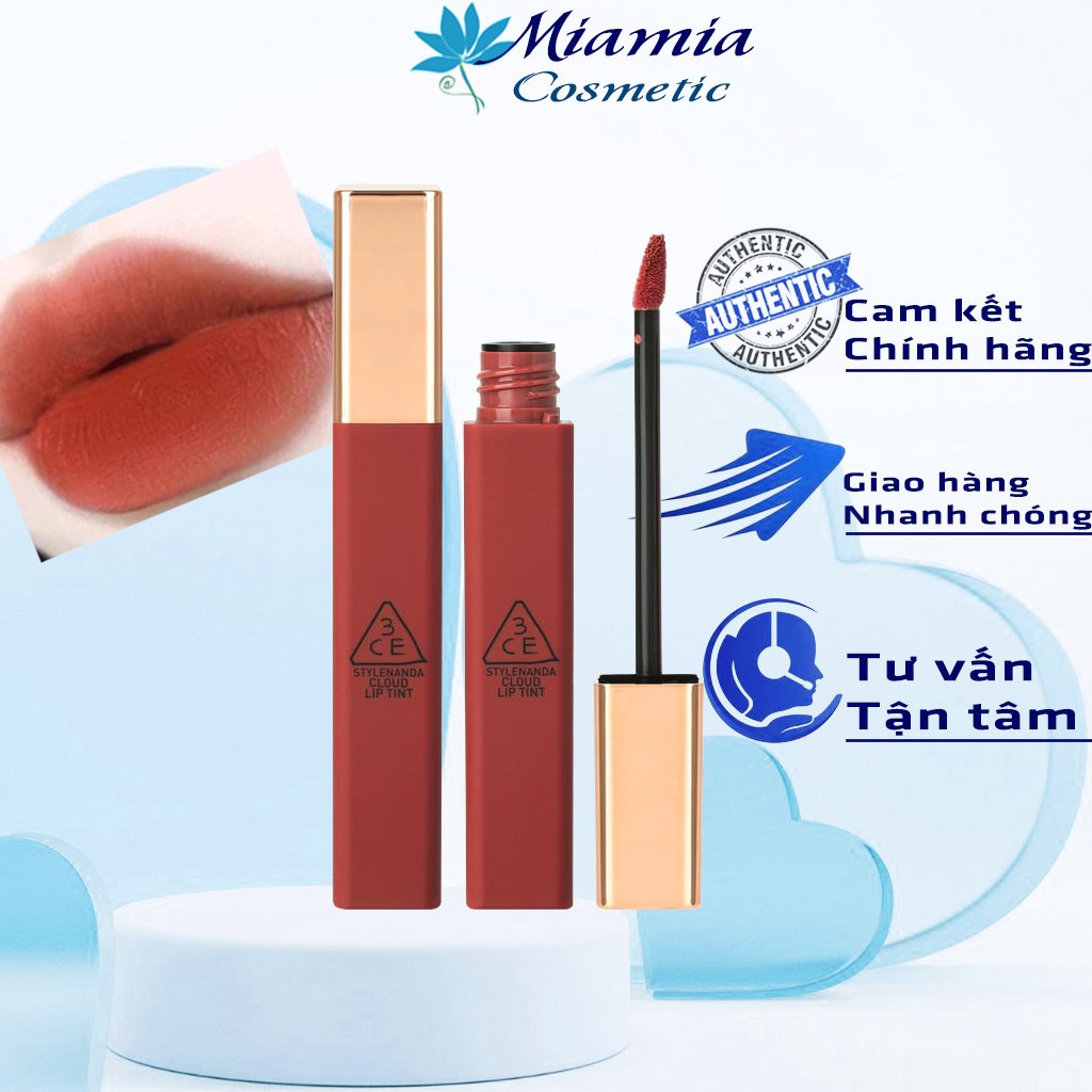 Son Kem Lì 3CE Cloud Lip Tint Live A Little Màu Đỏ Đất Ấm Áp