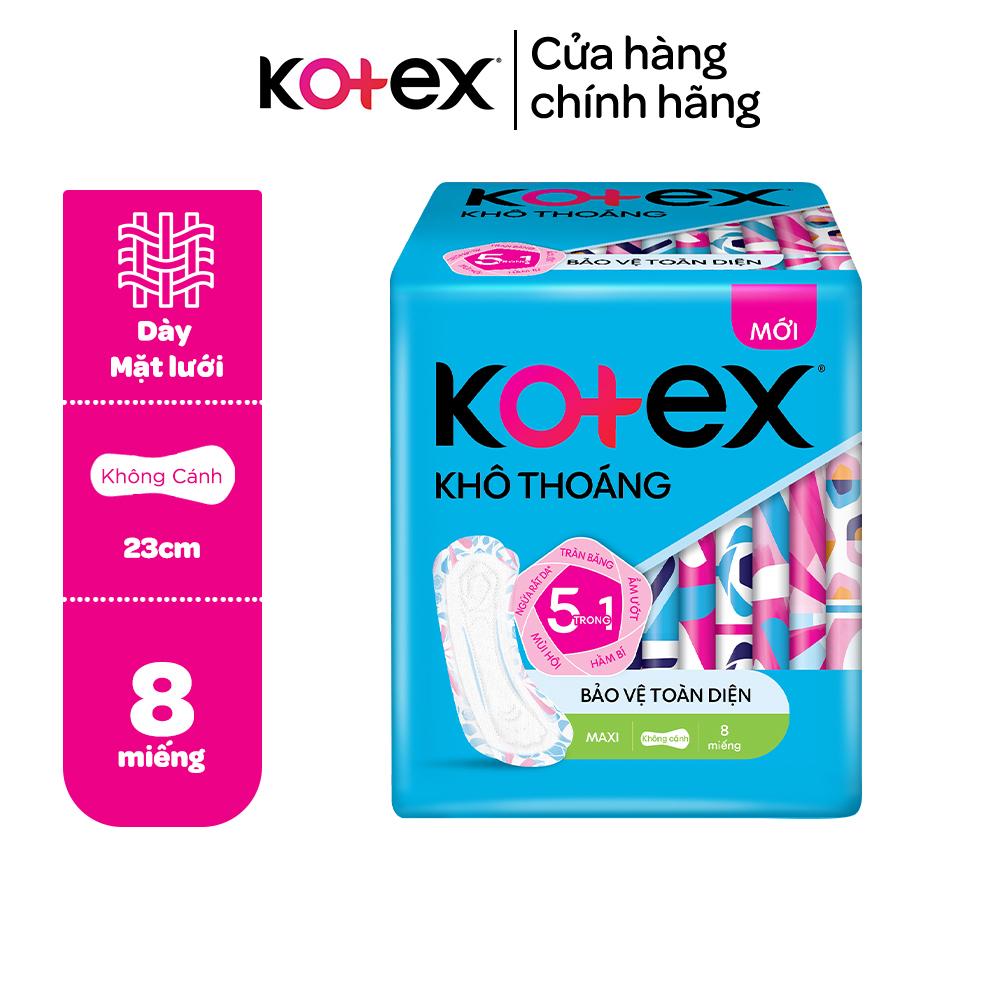 Băng vệ sinh Kotex khô thoáng dày không cánh 8 miếng.