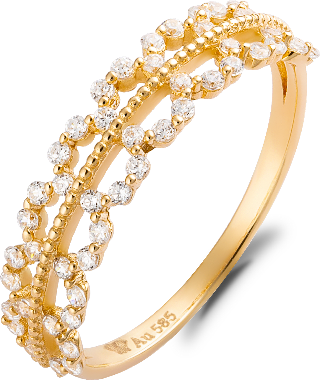 Nhẫn Nữ Vàng 14K Họa Tiết Độc Đáo Đính Đá CZ Cao Cấp Lấp Lánh NLF417 Huy Thanh Jewelry - Size 11