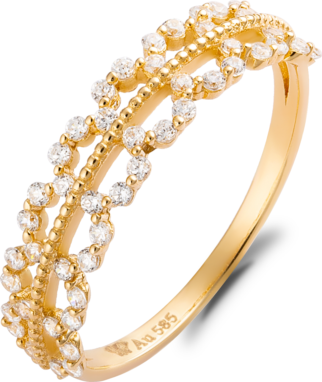 Nhẫn Nữ Vàng 14K Họa Tiết Độc Đáo Đính Đá CZ Cao Cấp Lấp Lánh NLF417 Huy Thanh Jewelry