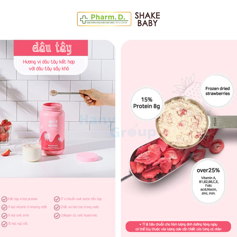 Bột ngũ cốc ăn kiêng Shake Baby giúp hỗ trợ kiểm soát cân nặng, cải thiện vóc dáng từ Hàn Quốc (750g)