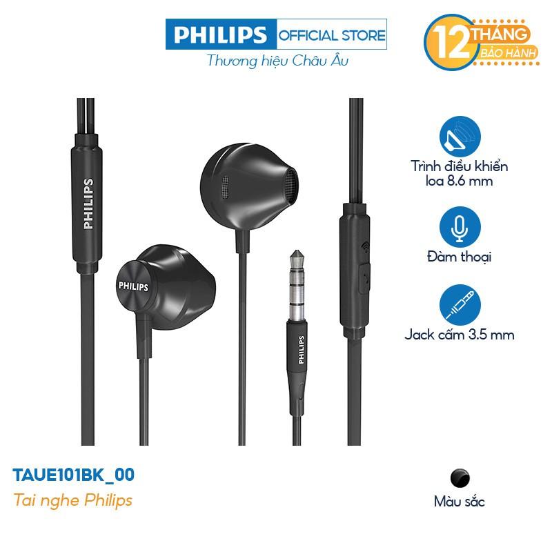 Tai nghe Philips TAUE101BK/00, màu đen, có mic - Hàng nhập khẩu