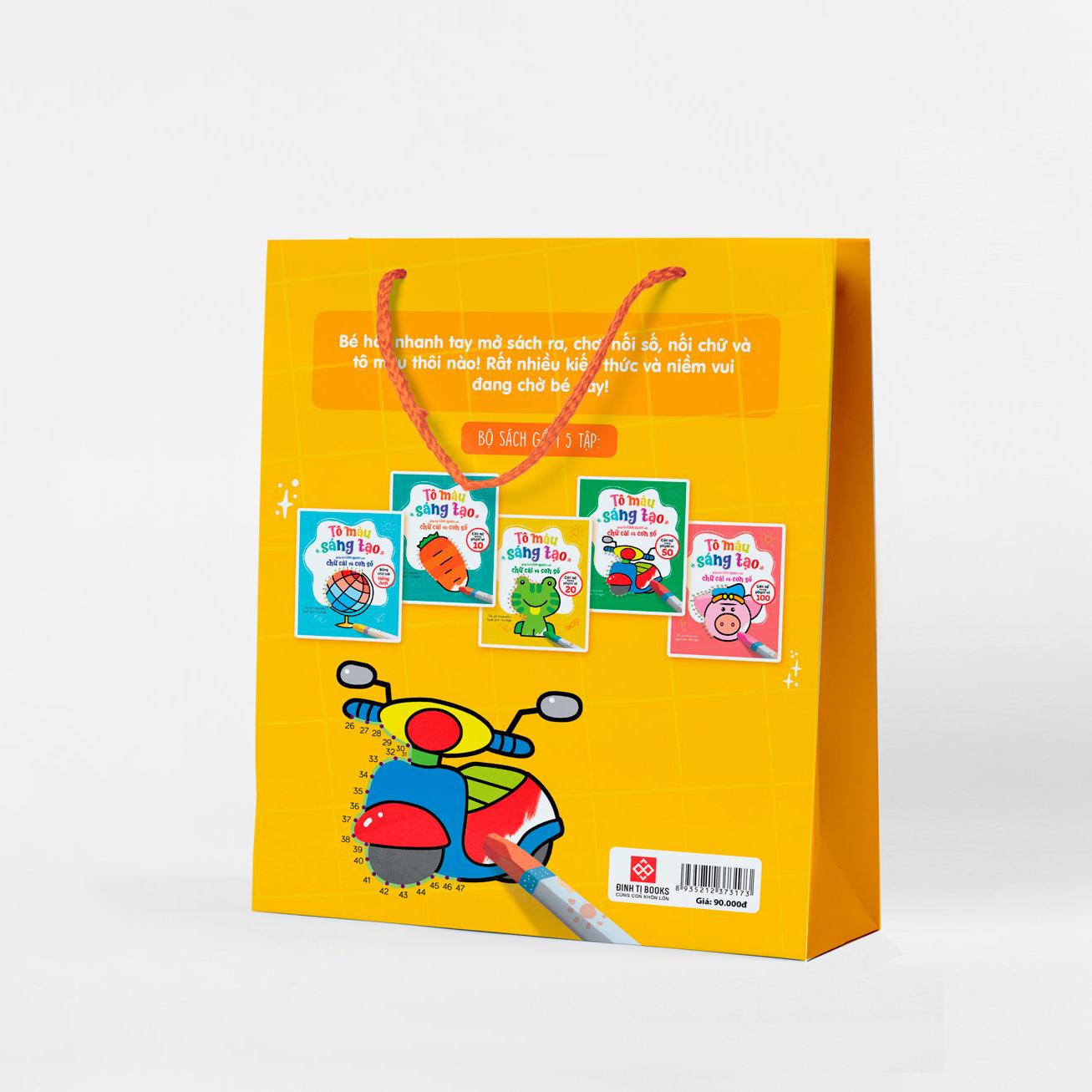 Sách - Bộ Sách Tô Màu Sáng Tạo - Bé Học Chữ Cái Và Con Số (Túi 5 Tập)