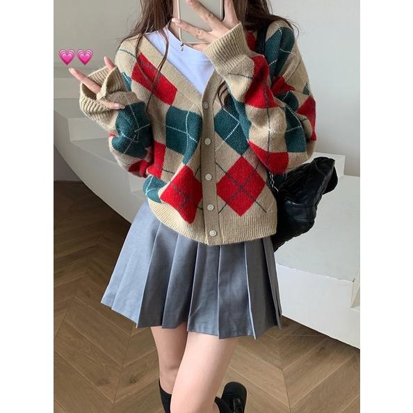 Áo Khoác Cardigan Len Nữ Hoạ Tiết Quả Trám Siêu Xinh