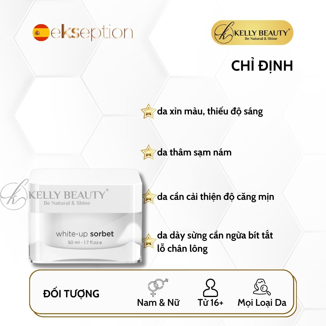 ekseption White-Up Sorbet - Kem Dưỡng Sáng, Đều Màu Da; Mờ Thâm Sạm Nám, Trẻ Hóa Làn Da - Kelly Beauty