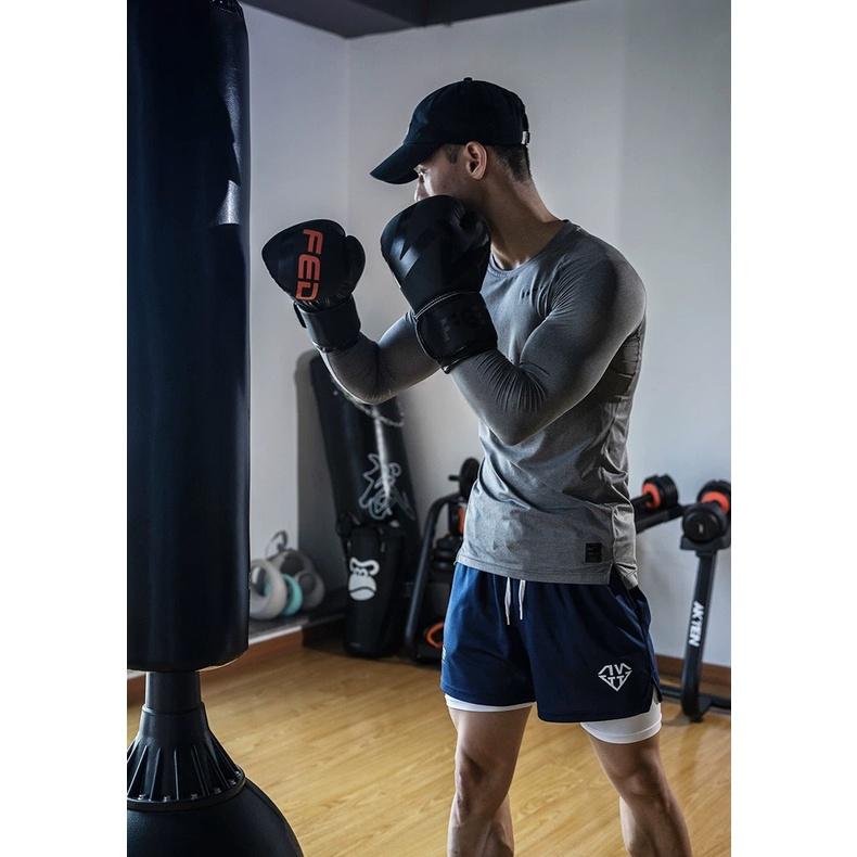 Găng Tay Boxing FED 10oz-6oz cho nam nữ bền đẹp thỏa mái khi tập