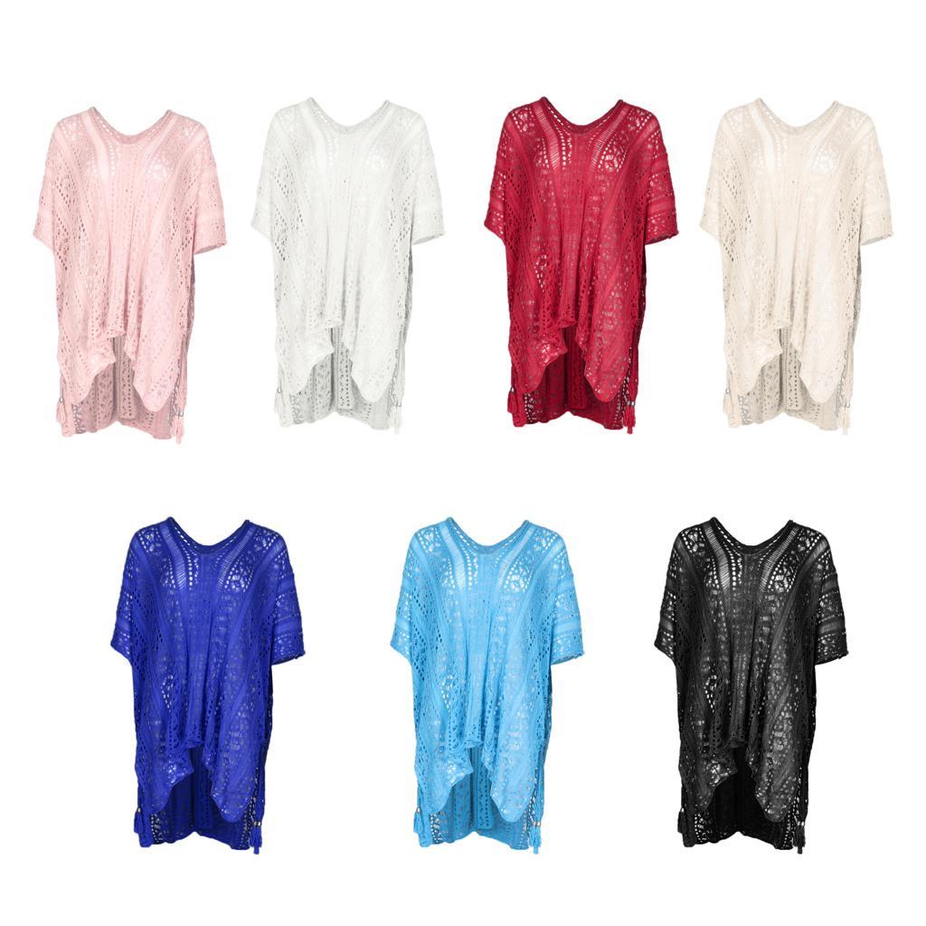 Womens V-Neck Swimwear Hollow Out Swimsuit Cover Up Knitted Beach Dresses