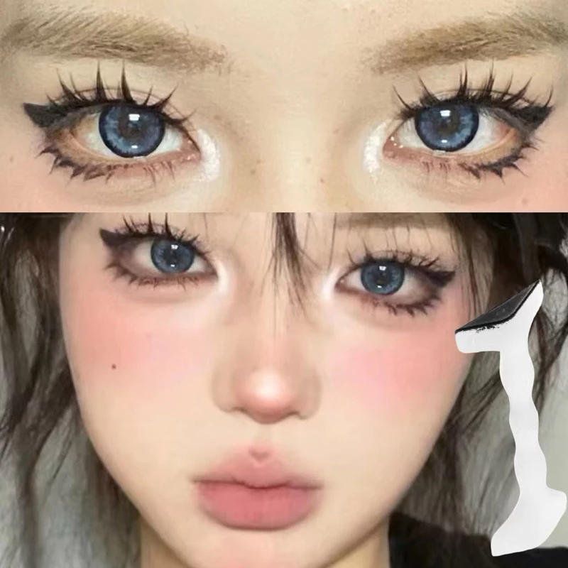 Cây silicon Khuôn in eyeliner 2 ĐẦU Khuôn kẻ mắt sử dụng mực in sắc nét chống nước lâu trôi nét đều dành cho người mới tập trang điểm - #CÂY SILICON &amp; MỰC