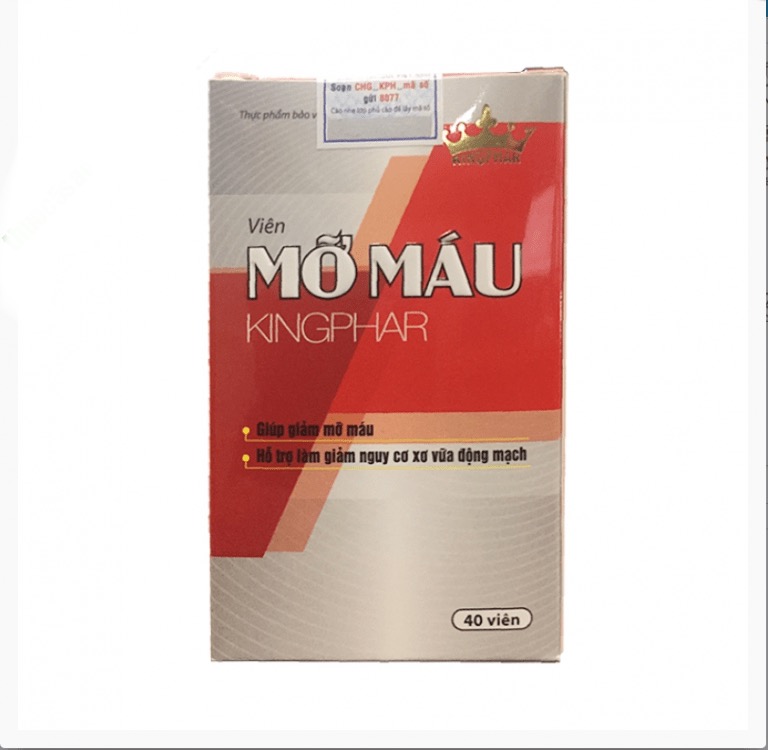 Viên mỡ máu Kingphar, hộp 40v, hỗ trợ hạ mỡ máu, giảm nguy cơ xơ vữa mạch máu