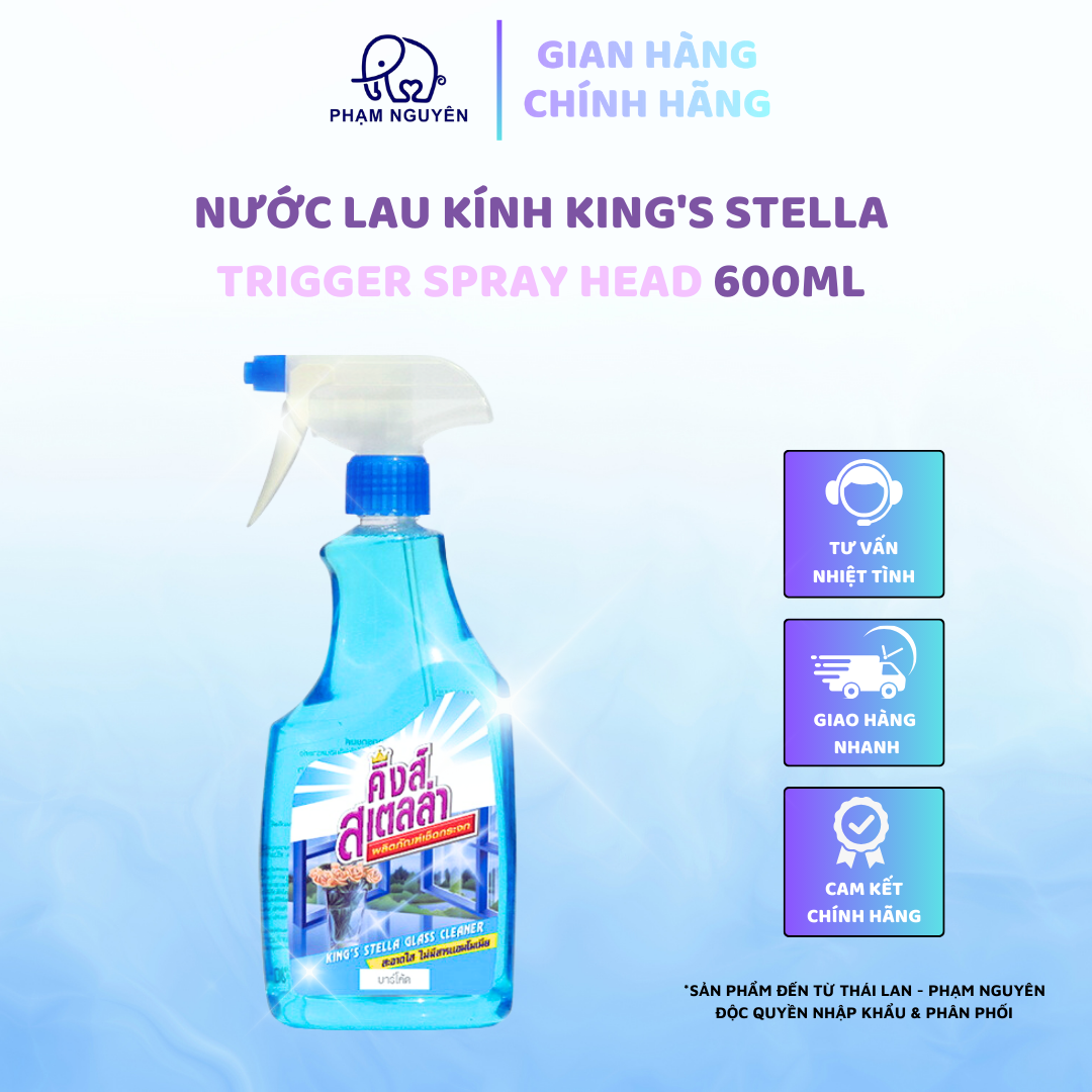 BÌNH XỊT LAU KÍNH KING'S STELLA THÁI LAN-KHÔNG CHỨA AMONIAC, AN TOÀN CHO SỨC KHỎE-LAU ĐƯỢC TRÊN NHIỀU BỀ MẶT KÍNH