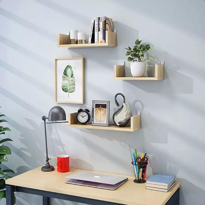 Kệ Gỗ Treo Tường Đa Năng - Kệ Chữ U Trang Trí Nhà Cửa Tặng Kèm Đinh Vít JK-003