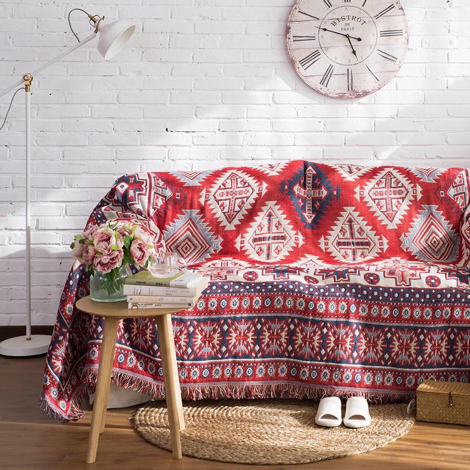 Thảm Thổ Cẩm Bohemian180cm x 230cm Họa tiết Châu Âu