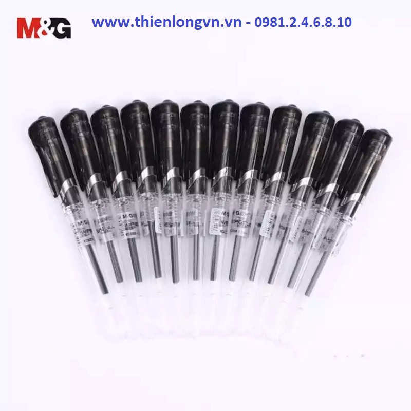 Hộp 12 cây Bút nước - bút gel 0.7mm M&G - GP1111 màu đen