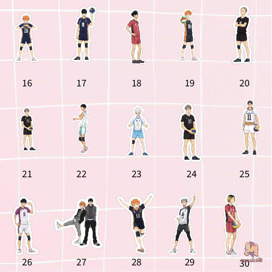 Miếng dán Stickers chủ đề Vua Bóng Chuyền Haikyuu