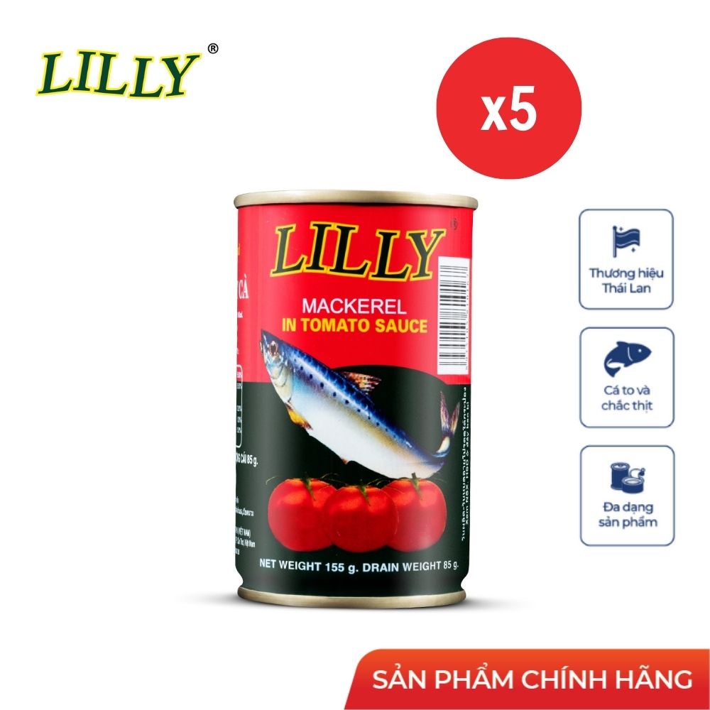 Combo 5 lon cá Nục Lilly sốt cà