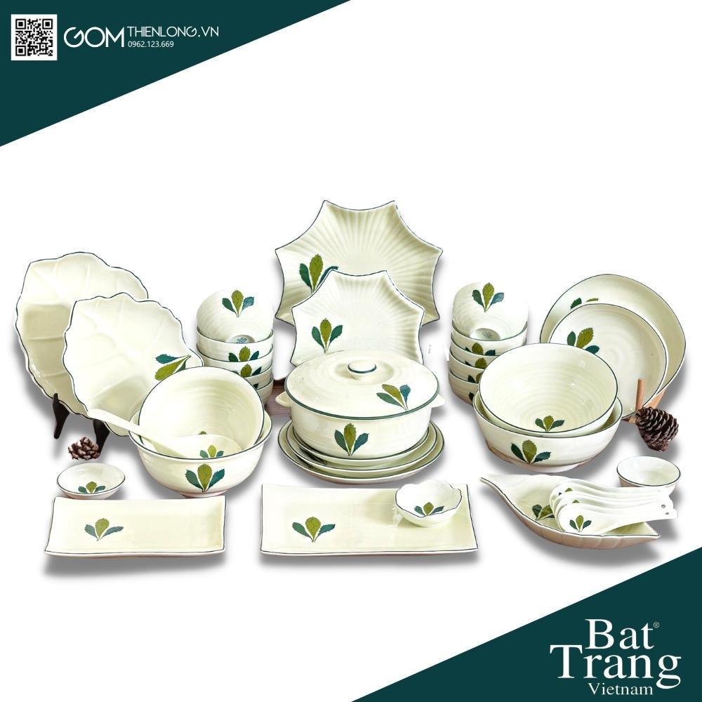 Bộ Bát Đĩa Cao Cấp Lá Ngò Gai - Bộ Bát Đĩa Sứ Bát Tràng Loại 1 - Gốm Thiên Long