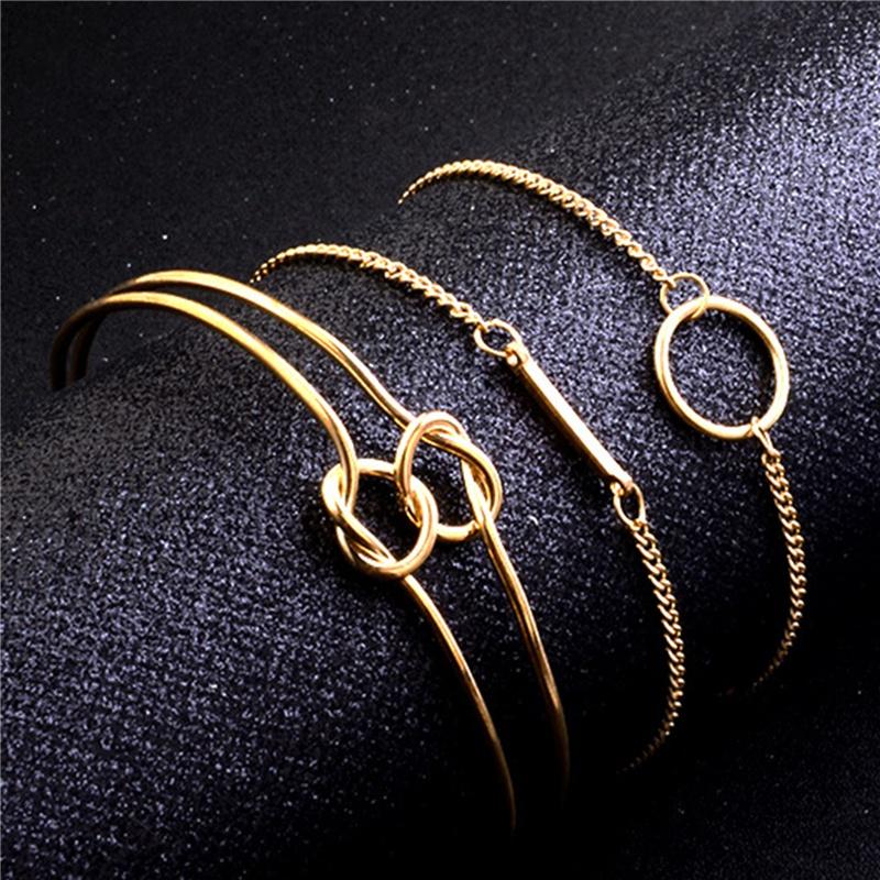 3pcs /set Simple Wind Simple Female Personality Knotted Ring Circle Diamond  Bracelet Jewelry  Bracelet