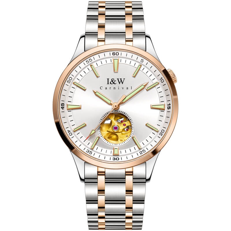 Đồng hồ nam chính hãng IW CARNIVAL IW590G-1 Kính sapphire ,chống xước,Chống nước ,Bảo hành 24 tháng,Máy cơ ,Dây kim loại thép không gỉ 316L,thiết kế lộ cơ