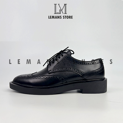 Giày Tây Nam Công Sở Cao Cấp Derby Wingtip LEMANS Black giày derby Bảo Hành 24 Tháng