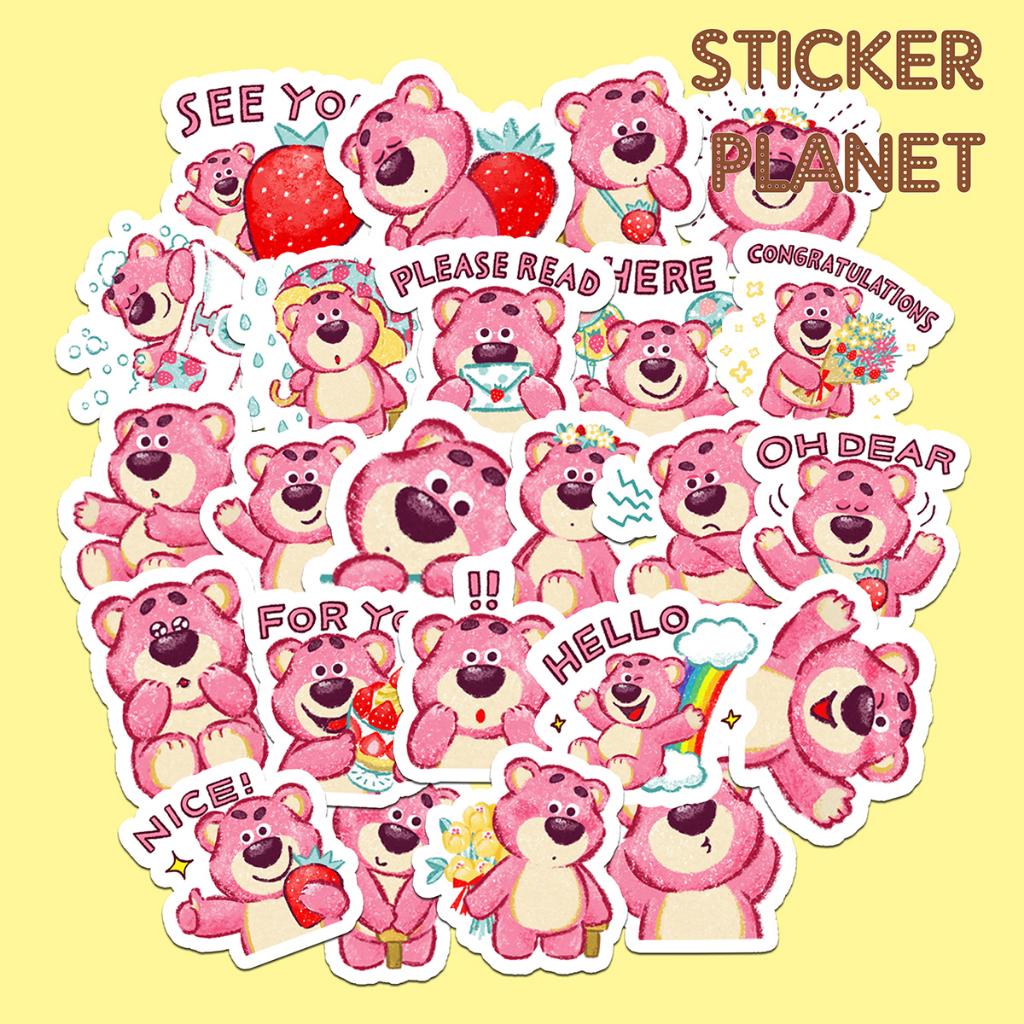 Sticker gấu dâu cute trang trí mũ bảo hiểm, laptop, điện thoại, sổ tay