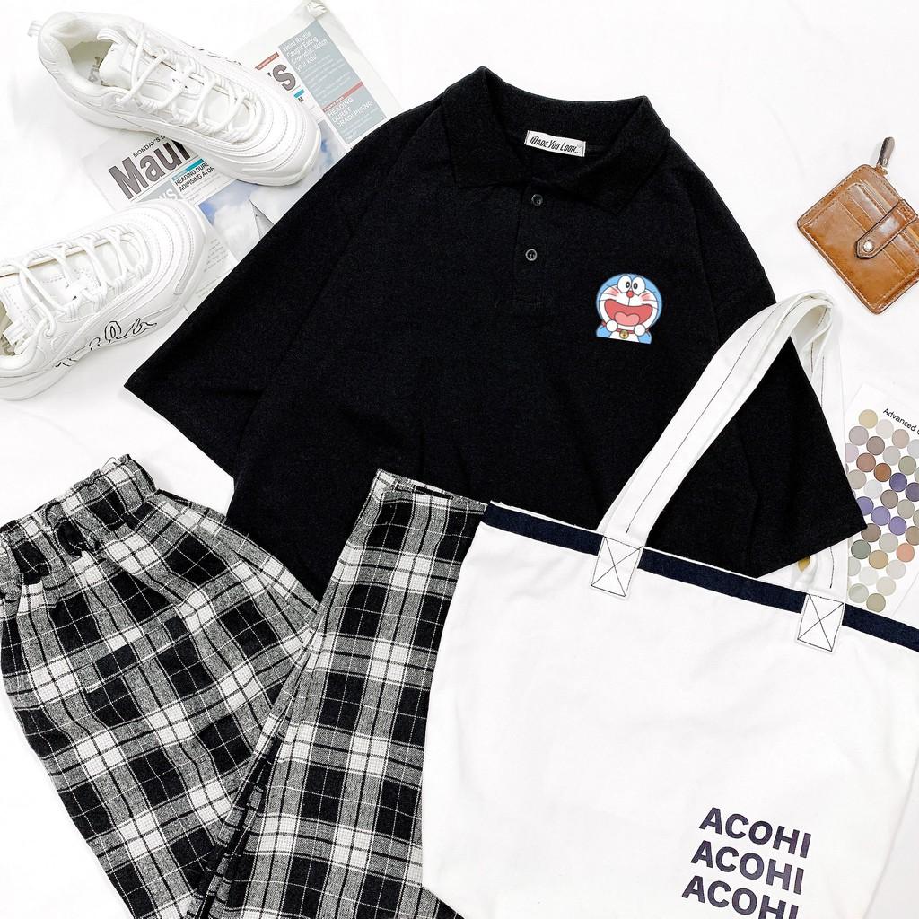 Polo Áo Thun Tay Lỡ Unisex Đô Rê Mon Form Rộng